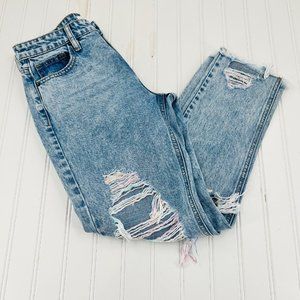 Hidden Women Bailey Light Wash Multi-Colored Thread Boyfriend Jean Size 24